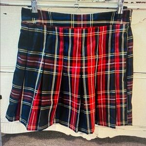 Sim & Sam Holiday Plaid Pleated Women's Mini Skirt Size Small NWT